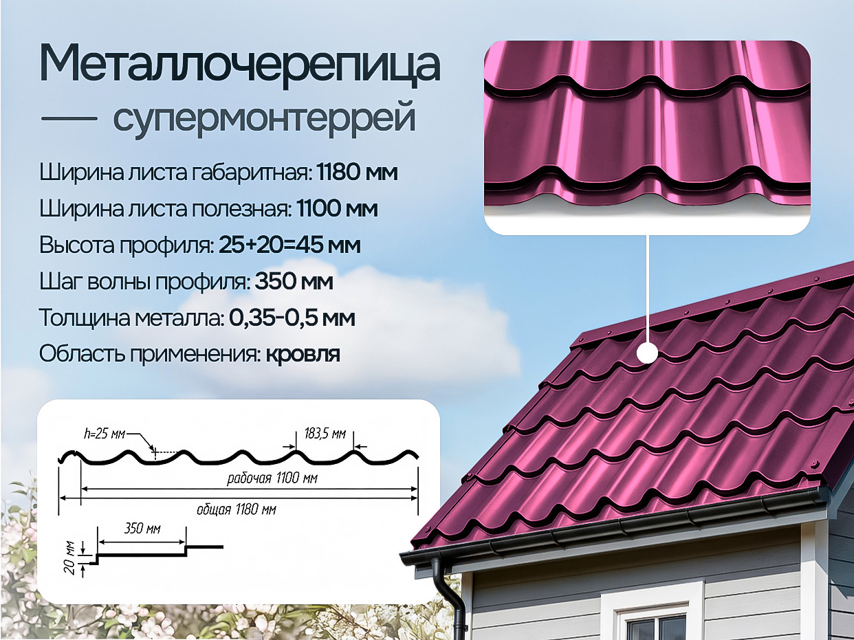 Купить металлочерепицу в Нижнем Новгороде, Владимире, Иваново, Саранске. Цена металлочерепицы. Купить металлочерепицу "Каскад" и "Супермонтеррей".